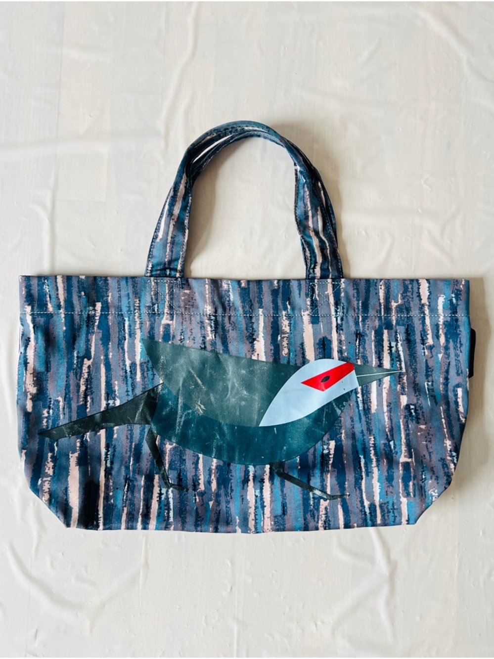 Marc by Marc Jacobs bird tote Charley Harper vintage Blue Striped coated canvas
